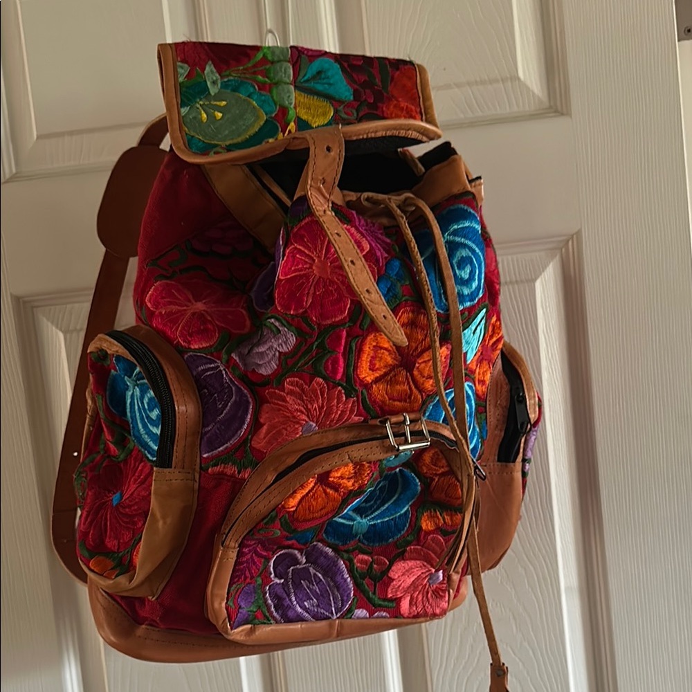 Embroidered Floral Backpack